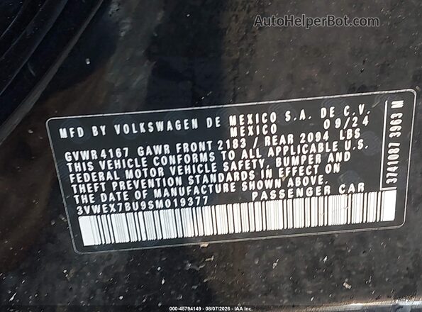 3VWEX7BU9SM019377 2025 VOLKSWAGEN JETTA Black Engine compartment view