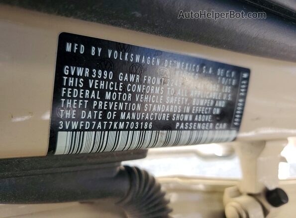 3VWFD7AT7KM703186 2019 VOLKSWAGEN BEETLE Cream VIN sticker view
