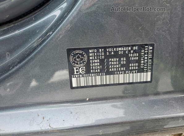 3VWFM7BU2RM021818 2024 VOLKSWAGEN JETTA Gray Շարժիչի բաժամունքի տեսք