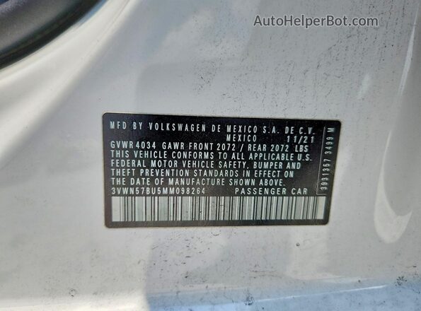 3VWN57BU5MM098264 2021 VOLKSWAGEN JETTA Белый Вид подкапотного пространства