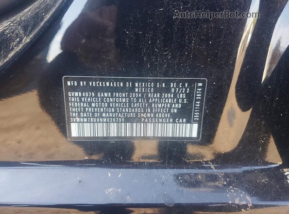 3VWNM7BU8NM026799 2022 VOLKSWAGEN JETTA Black Widok komory silnika
