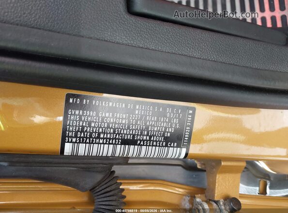 3VWS17AT3HM624632 2017 VOLKSWAGEN BEETLE Yellow Vista del compartimento del motor