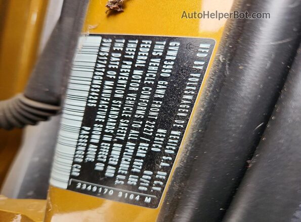 3VWS17AT8GM634295 2016 VOLKSWAGEN BEETLE Gold Vista de la etiqueta del VIN