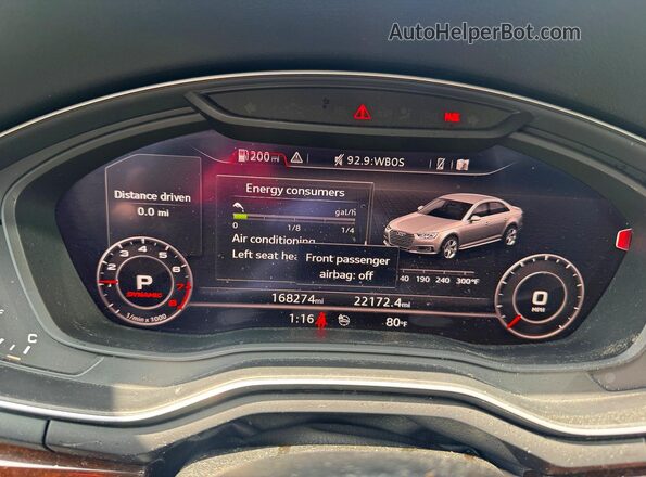 WAUENAF48KN002542 2019 AUDI A4 Black Widok zestawu wskaźników