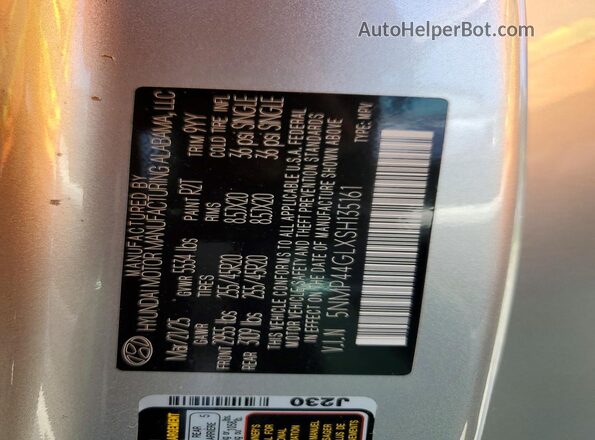 5NMP44GLXSH135161 2025 HYUNDAI SANTA Silver Widok wnętrza 360 stopni