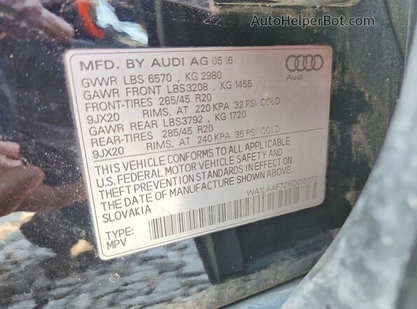 WA1LAAF72HD018230 2017 AUDI Q7 Black Вид наклейки з VIN-кодом