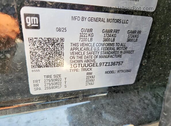 1GTUUGEL9TZ136757 2026 GMC SIERRA Черный Вид наклейки с VIN-кодом