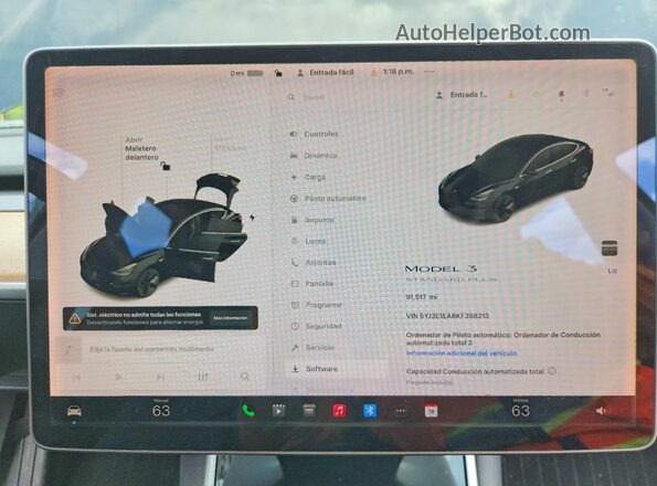 5YJ3E1EA6KF398213 2019 TESLA MODEL Black Vista de los asientos traseros