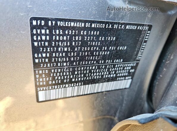 3VVCX7B2XPM362491 2023 VOLKSWAGEN TAOS Silver სალონის 360-გრადუსიანი ხედი