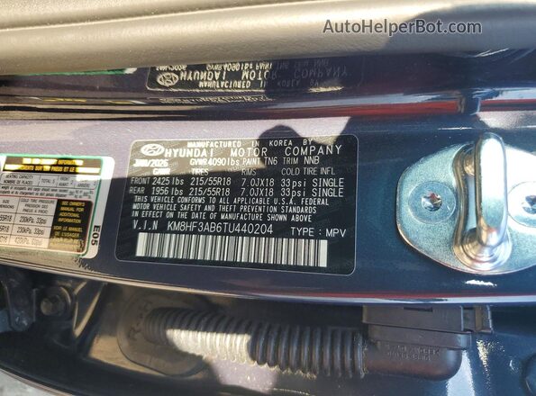 KM8HF3AB6TU440204 2026 HYUNDAI KONA Синий Вид наклейки с VIN-кодом