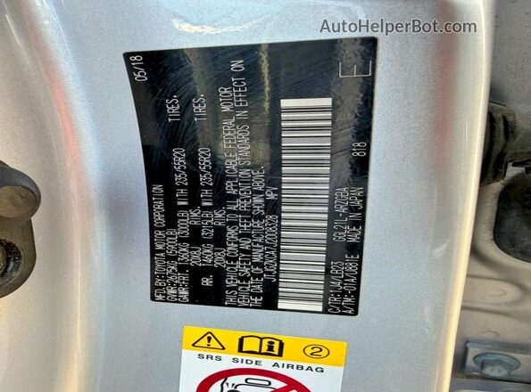 JTJGZKCA7J2008328 2018 LEXUS RX Серебряный Вид задней части салона