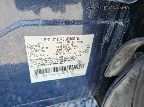 2FMPK4K91KBB10628 2019 FORD EDGE Blue Սալոնի 360 աստիճան տեսք