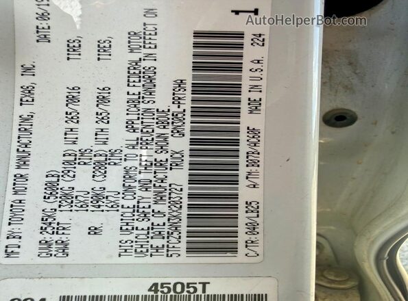 5TFCZ5AN3KX203727 2019 TOYOTA TACOMA White Vista interior trasera