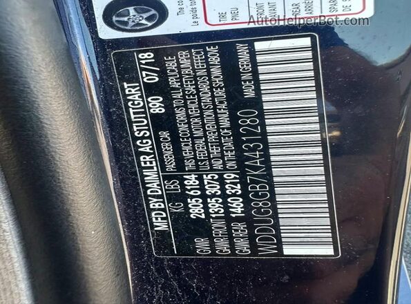 WDDUG8GB7KA431280 2019 MERCEDES-BENZ S-CLASS Black 