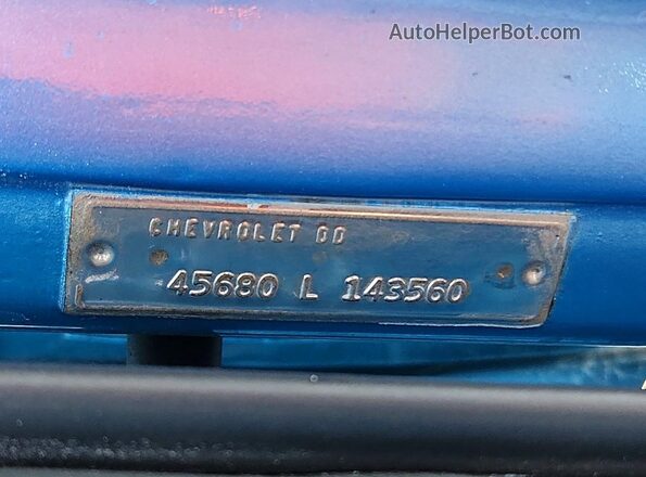 45680L143560 1964 CHEVROLET EL Blue Widok naklejki z numerem VIN