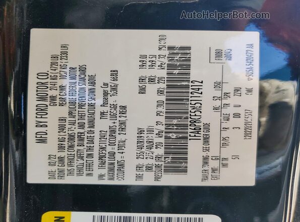1FA6P8CF5N5112412 2022 FORD MUSTANG Black სალონის 360-გრადუსიანი ხედი
