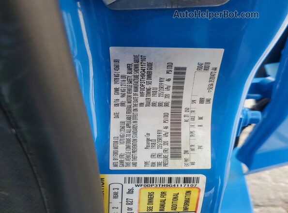 WF0DP3TH9G4117107 2016 FORD FOCUS Blue VIN sticker view