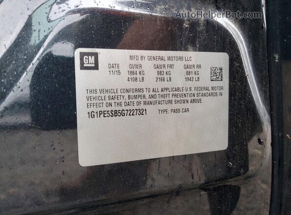 1G1PE5SB5G7227321 2016 CHEVROLET CRUZE Black VIN կոդի պիտակի տեսք