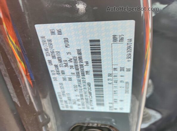 1FTFW1CD4MFD03489 2021 FORD F150 Gray Вид наклейки з VIN-кодом