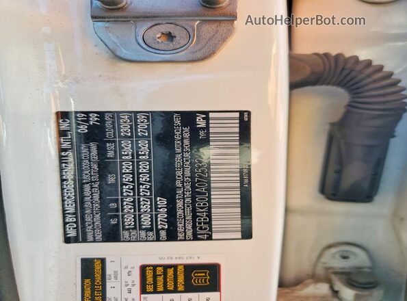 4JGFB4KB0LA072532 2020 MERCEDES-BENZ GLE White Вид наклейки з VIN-кодом