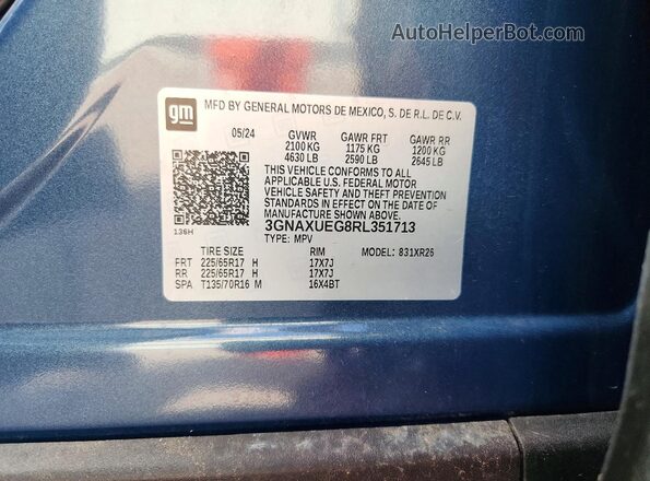 3GNAXUEG8RL351713 2024 CHEVROLET EQUINOX Blue სალონის 360-გრადუსიანი ხედი