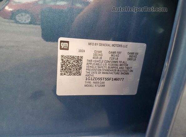 1G1ZD5ST5SF146077 2025 CHEVROLET MALIBU Blue VIN sticker view