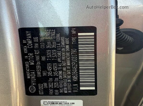 KM8J84A62PU031790 2023 HYUNDAI NEXO Silver Vista interior trasera