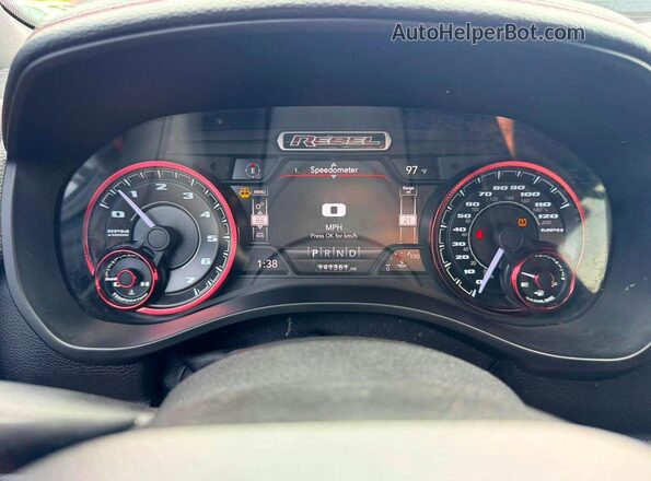 1C6SRFET9KN906231 2019 RAM 1500 Black Widok deski rozdzielczej
