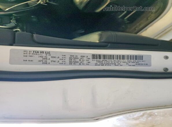 1C4RJFCGXGC474739 2016 JEEP GRAND White 