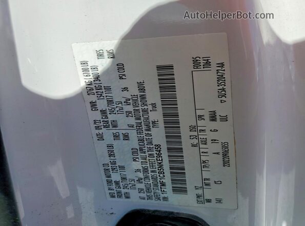 1FTMF1CB5NKE96458 2022 FORD F150 White VIN კოდის სტიკერის ხედი