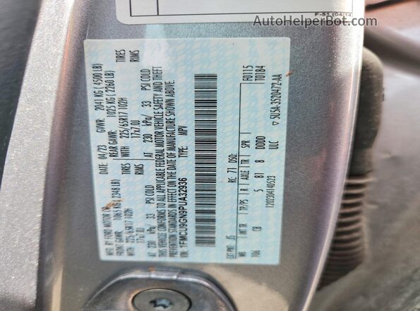 1FMCU9GN9PUA32936 2023 FORD ESCAPE Серебряный Панорамный вид салона 360°