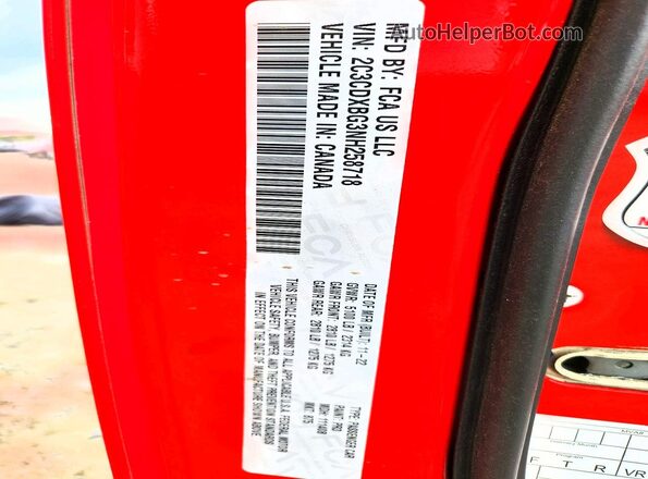 2C3CDXBG3NH258718 2022 DODGE CHARGER Red 360 interior view