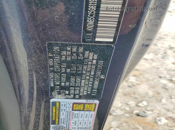 KNDMB5C15G6119506 2016 KIA SEDONA Blue Widok wnętrza 360 stopni