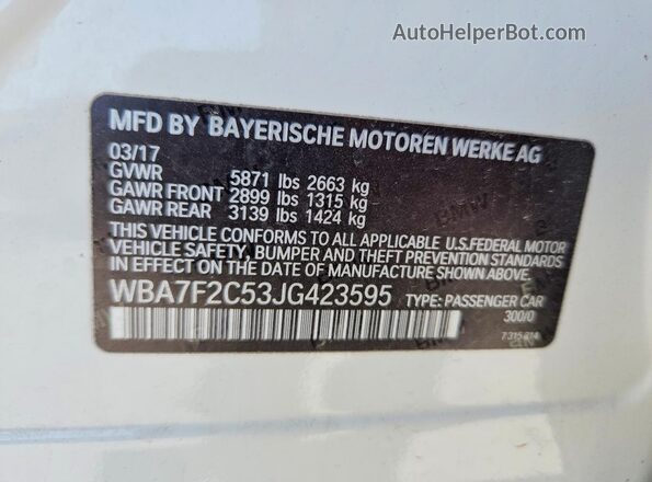 WBA7F2C53JG423595 2018 BMW 7 SERIES White Widok wnętrza 360 stopni