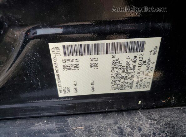 1N4AA6AP5JC410122 2018 NISSAN MAXIMA Black VIN კოდის სტიკერის ხედი