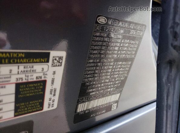 SALGS2SV7JA384697 2018 LAND ROVER RANGE Gray Widok wnętrza 360 stopni