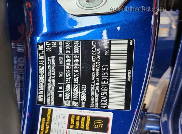 4JGDA5HB1JB015853 2018 MERCEDES-BENZ GLE Синий Панорамный вид салона 360°