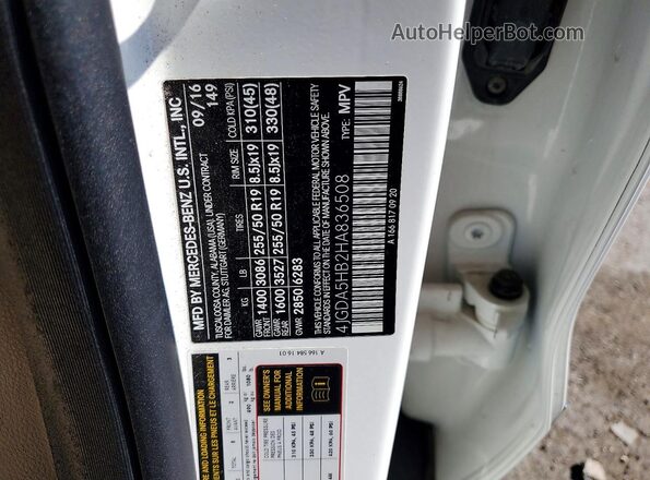 4JGDA5HB2HA836508 2017 MERCEDES-BENZ GLE White 360 interior view
