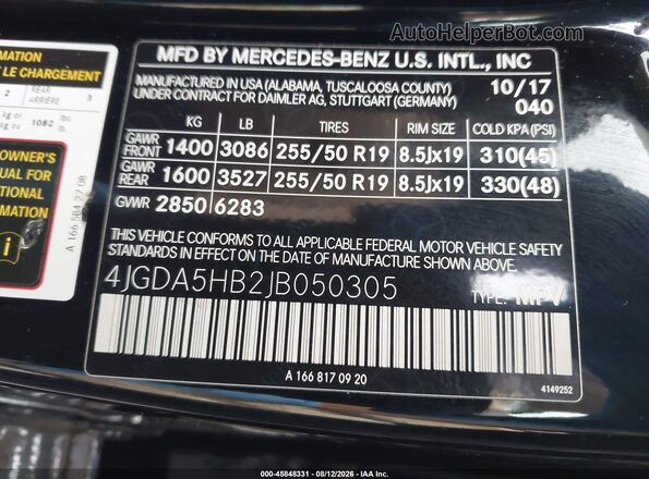 4JGDA5HB2JB050305 2018 MERCEDES-BENZ GLE 350 Черный Вид подкапотного пространства