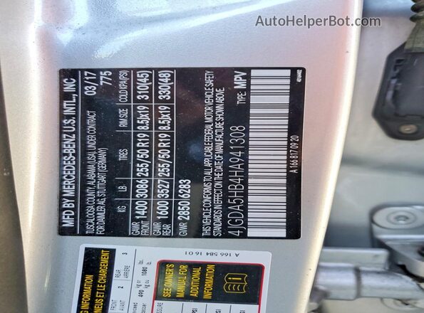 4JGDA5HB4HA941308 2017 MERCEDES-BENZ GLE Silver VIN sticker view