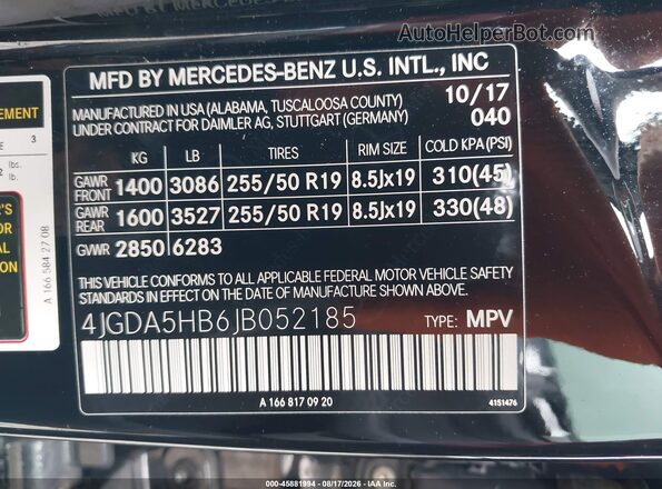 4JGDA5HB6JB052185 2018 MERCEDES-BENZ GLE 350 Black Vista del compartimento del motor