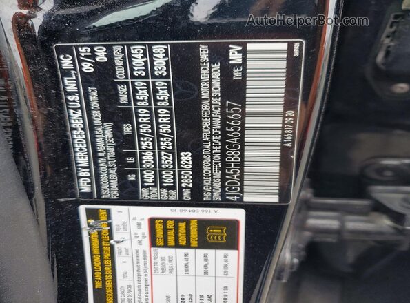 4JGDA5HB8GA656657 2016 MERCEDES-BENZ GLE Черный Вид наклейки с VIN-кодом