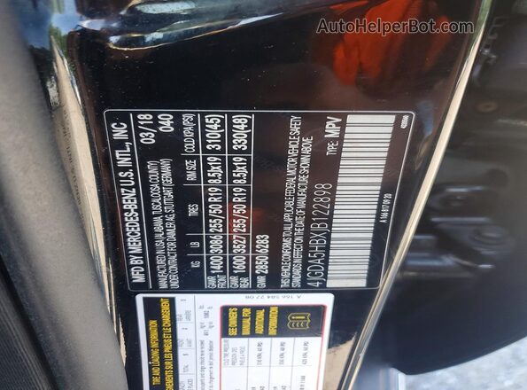 4JGDA5HBXJB122898 2018 MERCEDES-BENZ GLE Black VIN კოდის სტიკერის ხედი