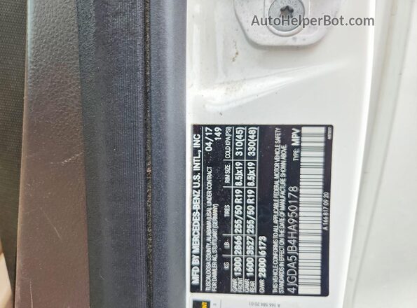 4JGDA5JB4HA950178 2017 MERCEDES-BENZ GLE White Շարժիչի բաժամունքի տեսք
