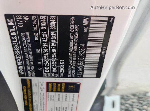 4JGDA5JB6JB082684 2018 MERCEDES-BENZ GLE White Панорамний вид салону 360°