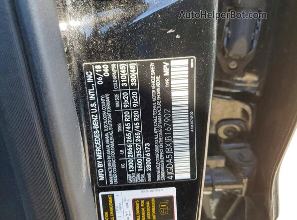 4JGDA5JBXJB167902 2018 MERCEDES-BENZ GLE Black Vista de la etiqueta del VIN