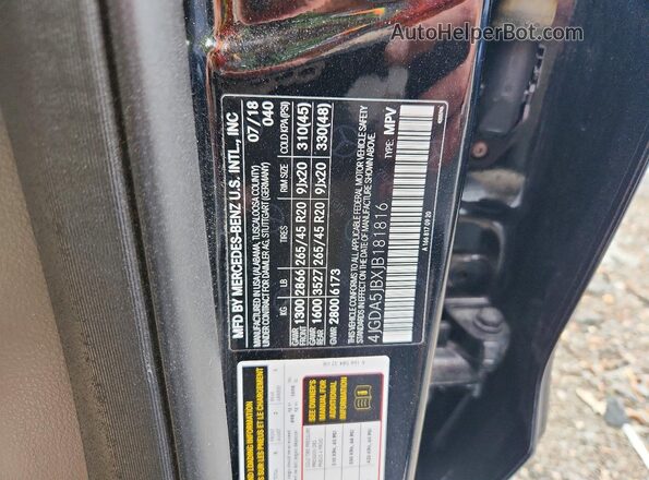 4JGDA5JBXJB181816 2018 MERCEDES-BENZ GLE Black Vista de la etiqueta del VIN