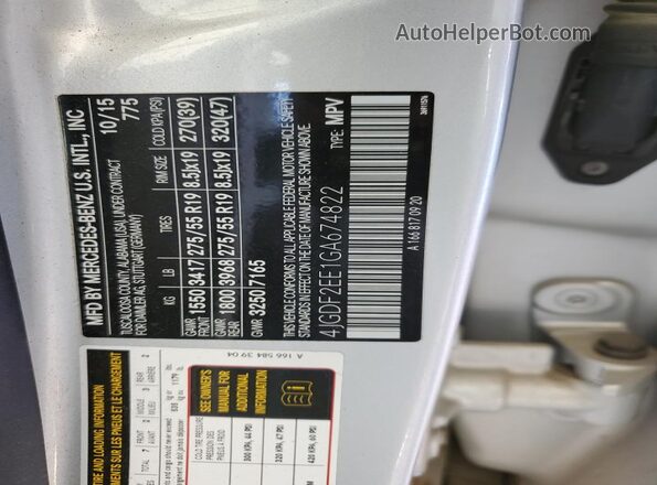 4JGDF2EE1GA674822 2016 MERCEDES-BENZ GL-CLASS Silver Vista del compartimento del motor
