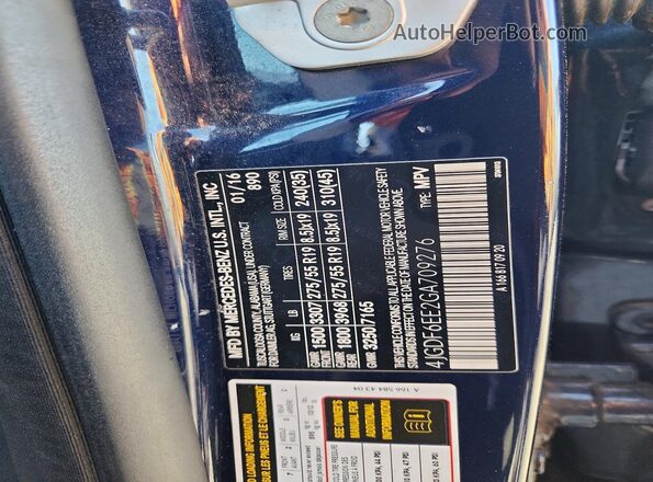 4JGDF6EE2GA709276 2016 MERCEDES-BENZ GL-CLASS Blue VIN կոդի պիտակի տեսք