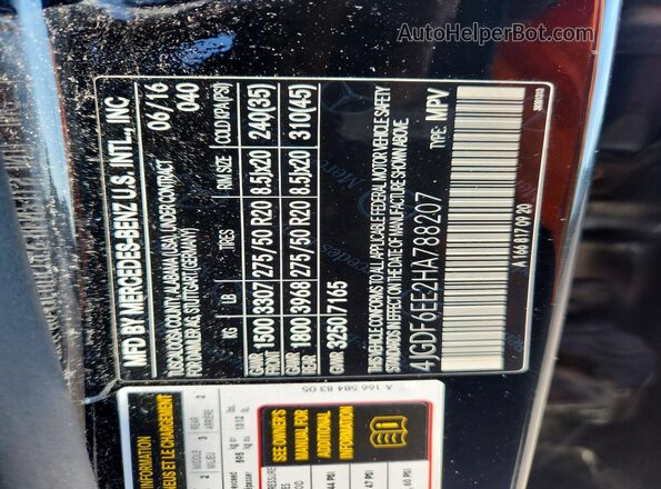 4JGDF6EE2HA788207 2017 MERCEDES-BENZ GLS Black Vista de la etiqueta del VIN